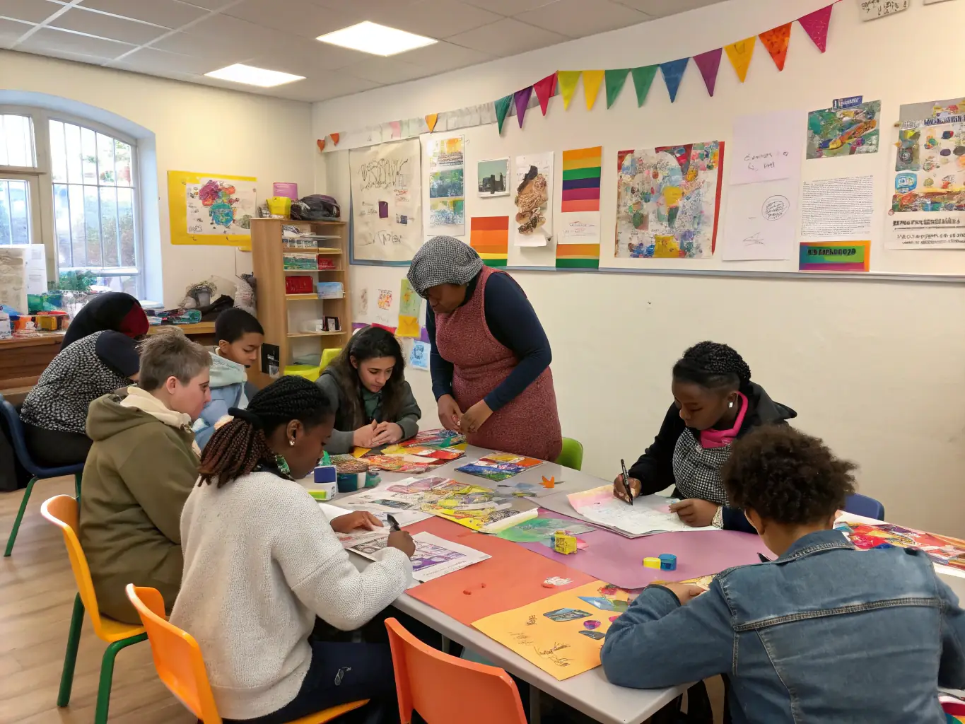 A heartwarming image showing participants of all ages engaged in a community arts workshop, emphasizing the inclusive and collaborative nature of ARBRAZIK's activities.